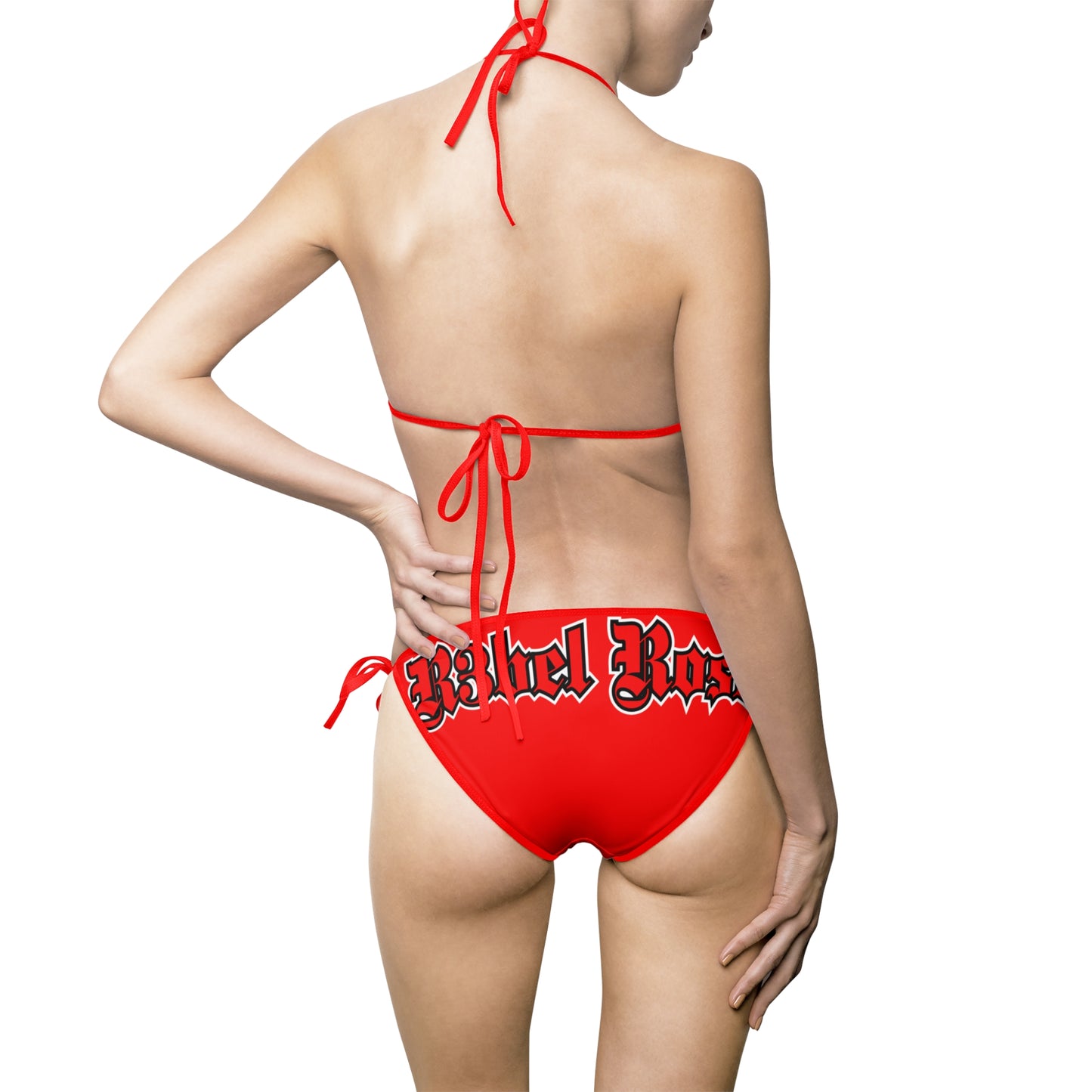 Red/Black Logo Print Bikini