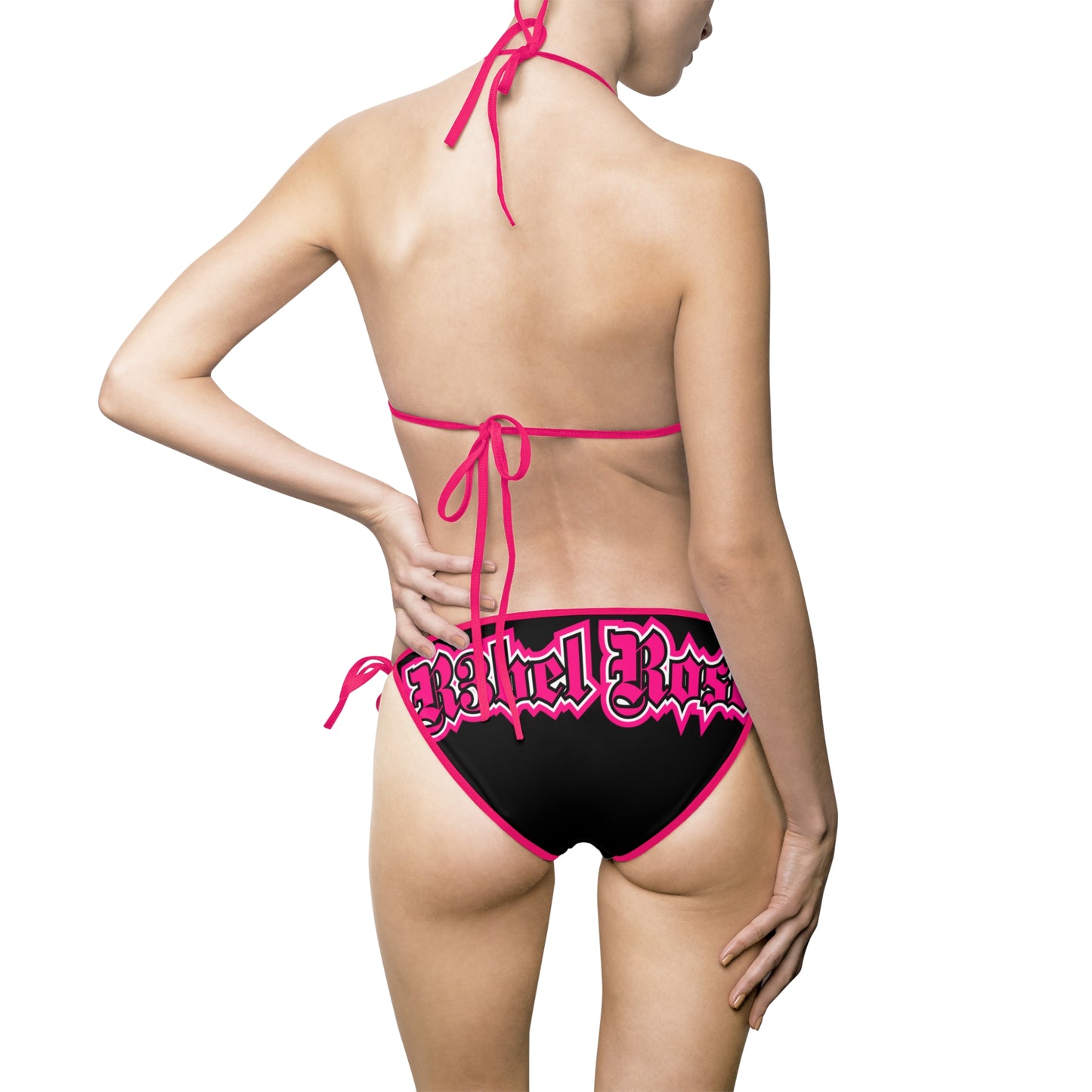 Black/Pink Logo Print Bikini