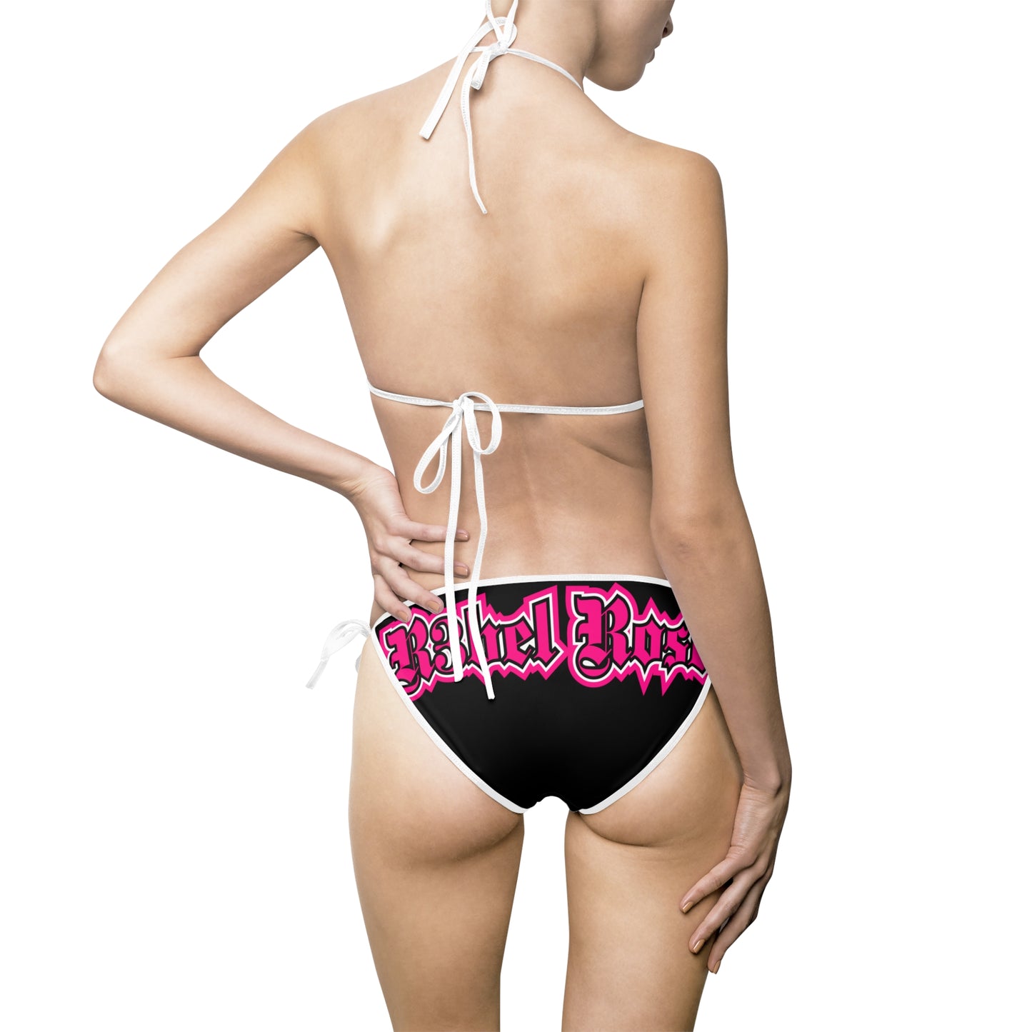 Black/Pink Logo Print Bikini
