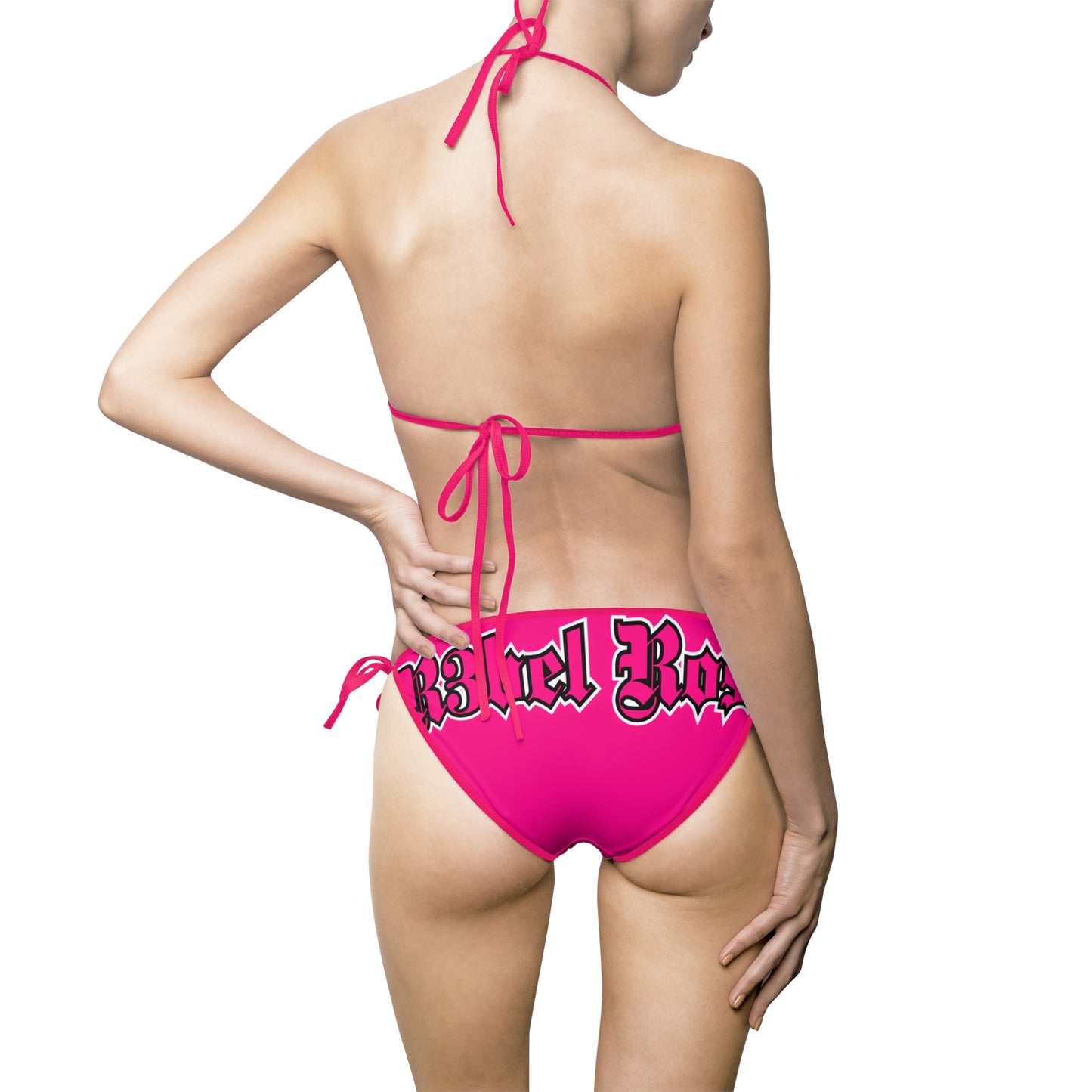 Pink Logo Print Bikini Swimsuit