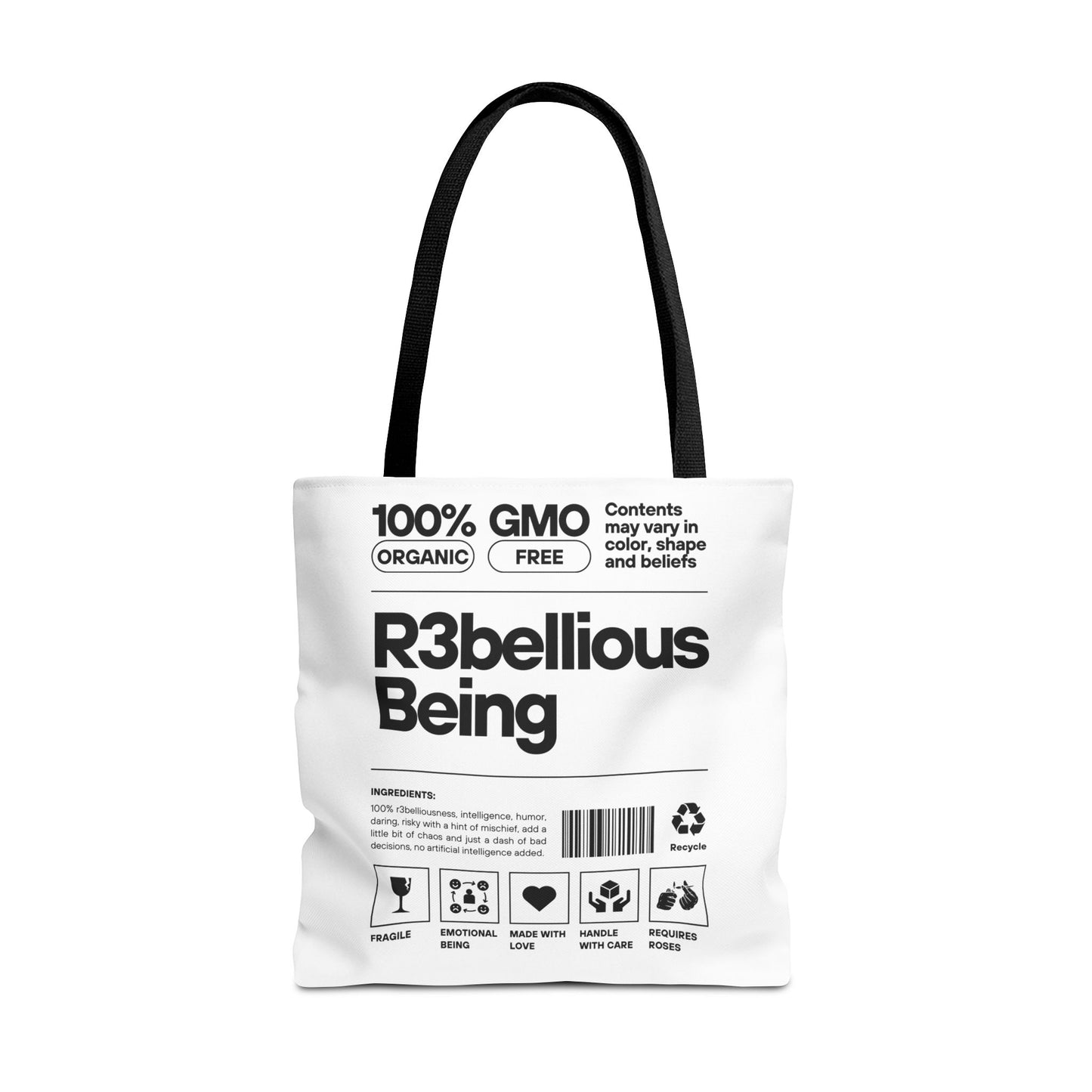 White R3bellious Being Tote Bag