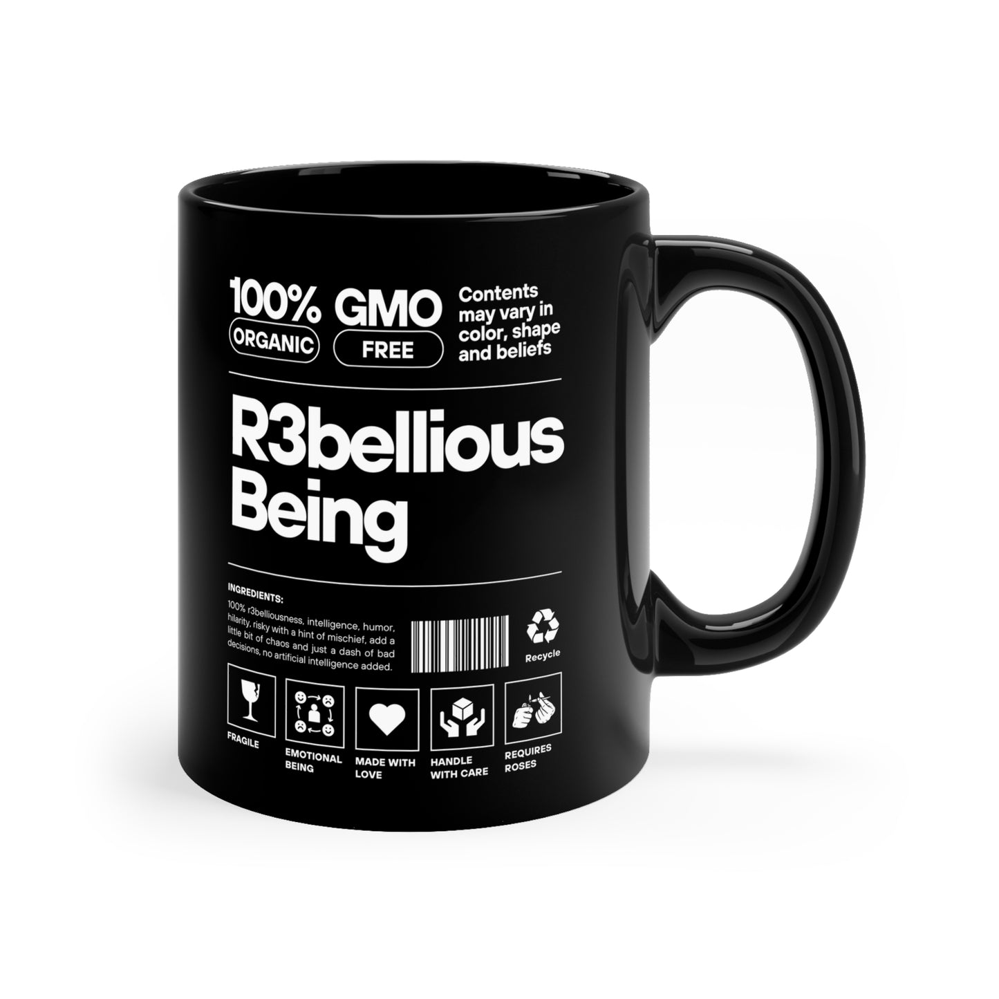 Black R3bellious Coffee Mug, 11oz