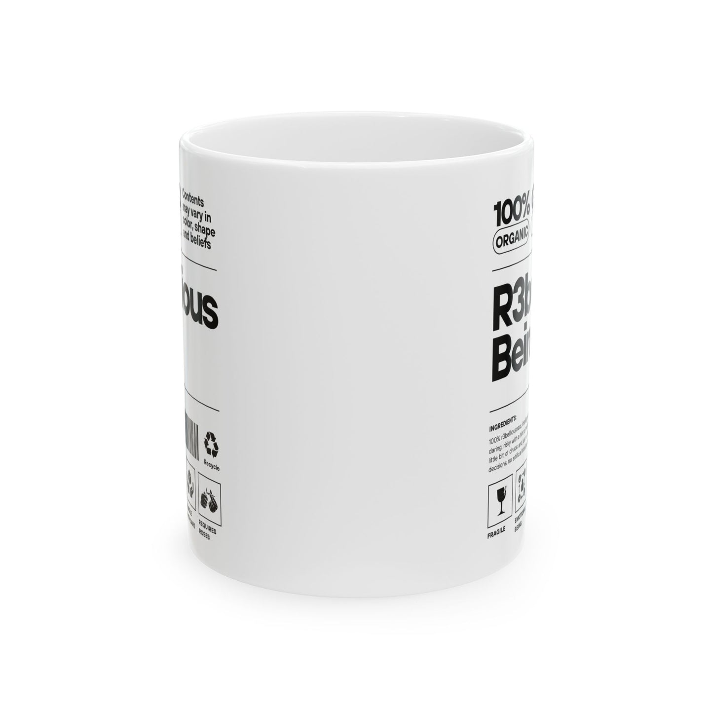 White R3bellious Being Mug 11oz