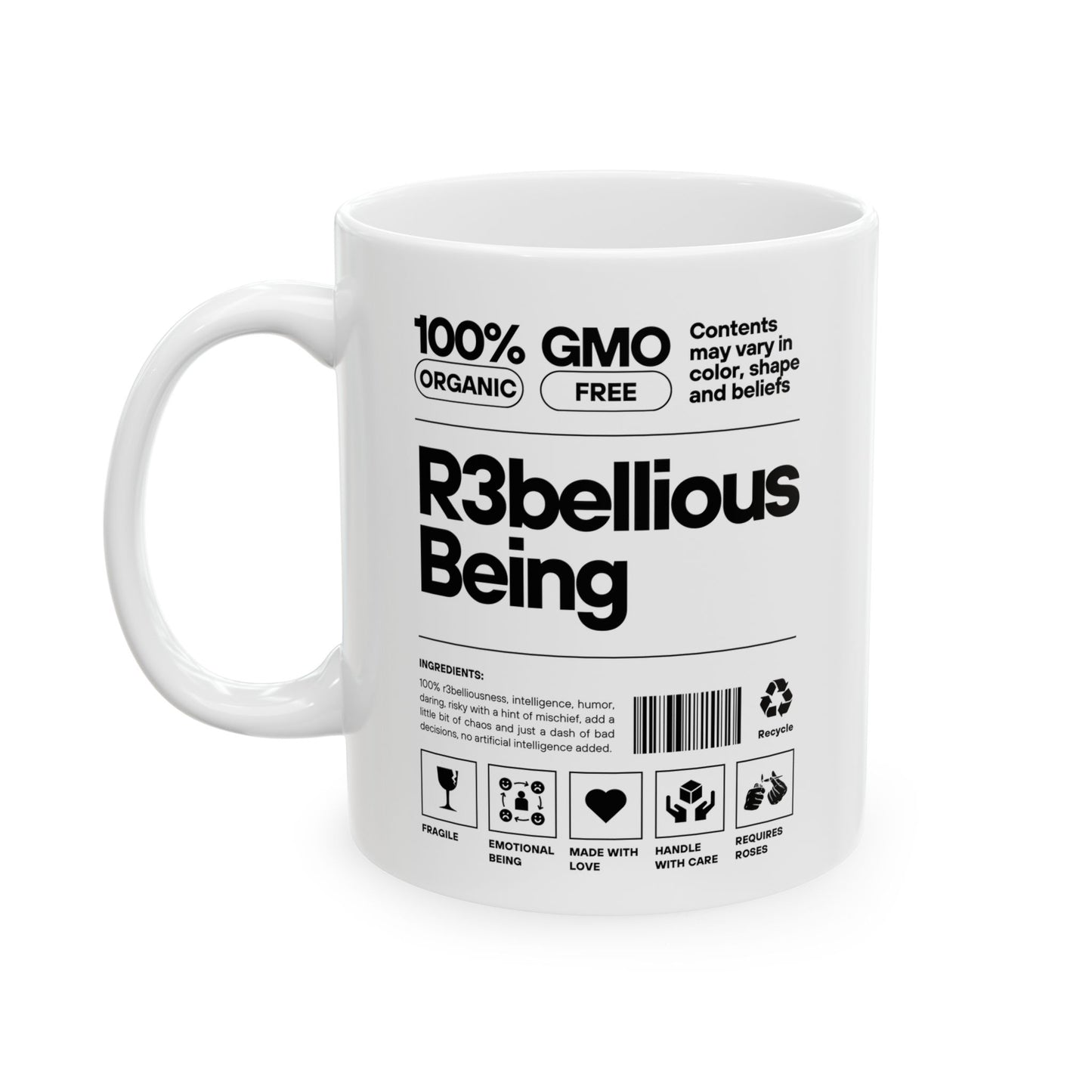 White R3bellious Being Mug 11oz