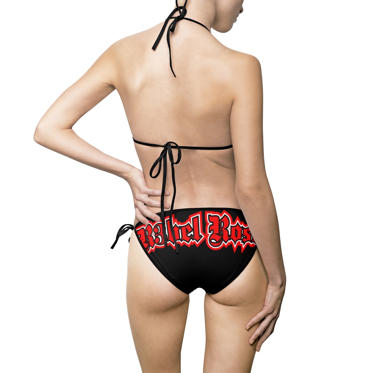 Black/Red Logo Print Bikini