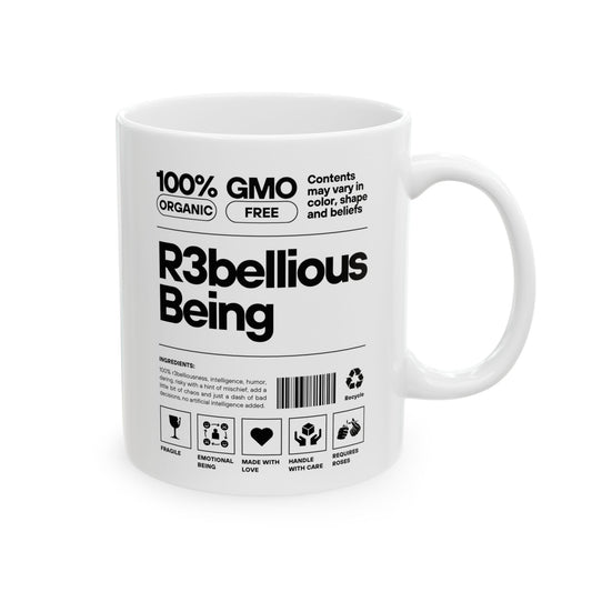 White R3bellious Being Mug 11oz
